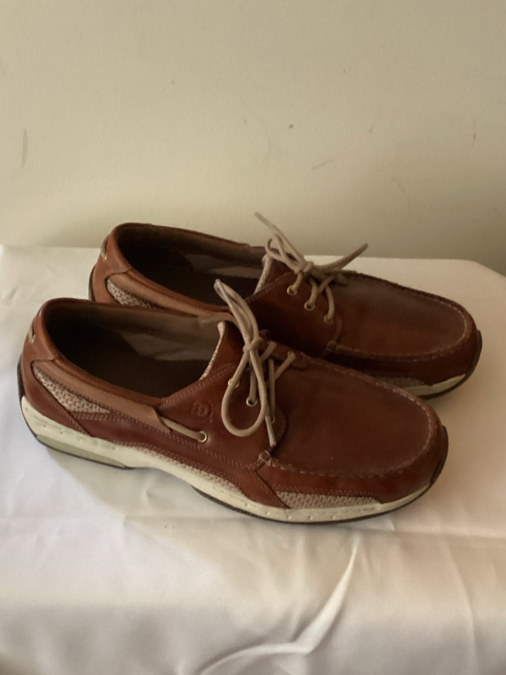 Dunham Men's Brown Leather Moc Toe Boat Shoes